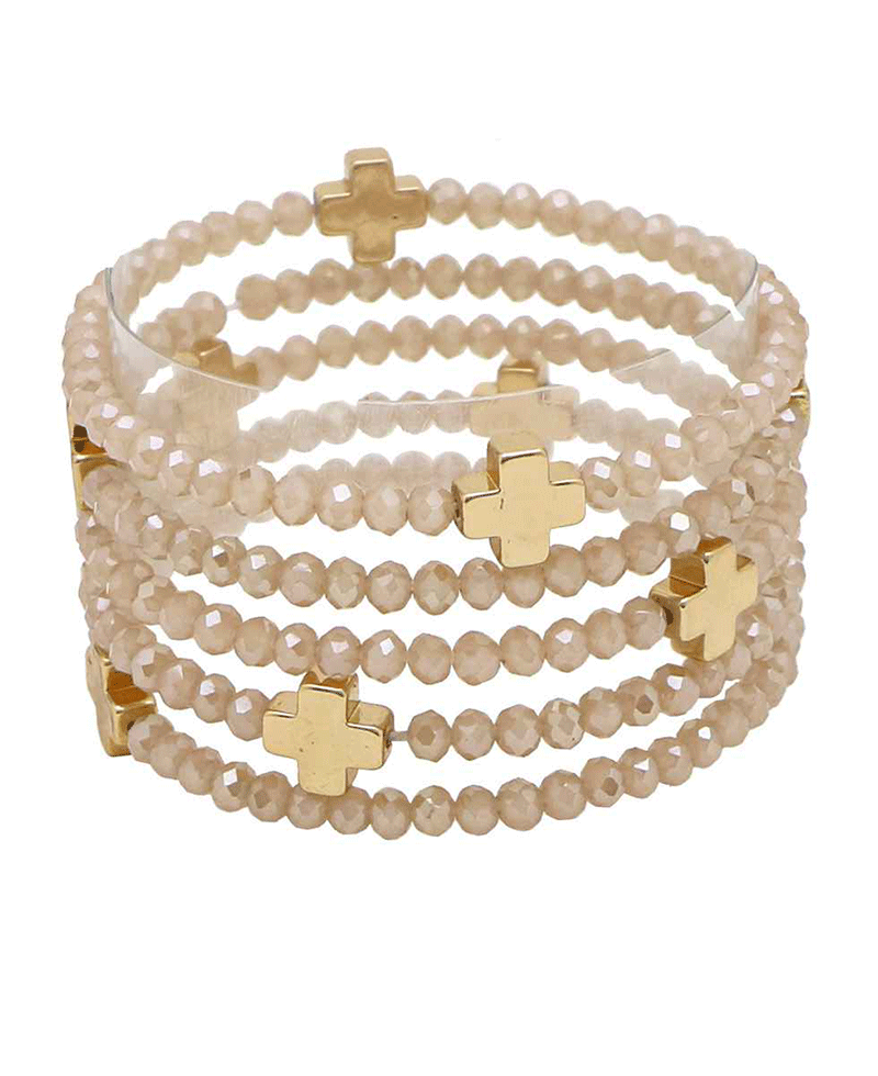 Glass w/ Cross 5 Set Bracelet