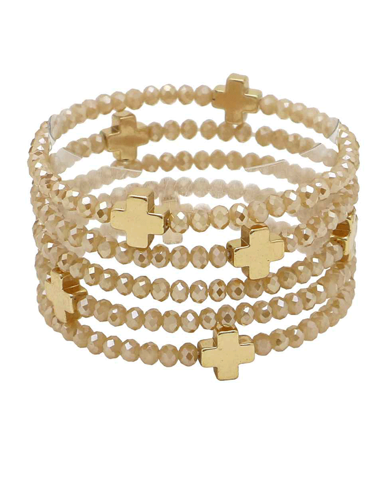 Glass w/ Cross 5 Set Bracelet