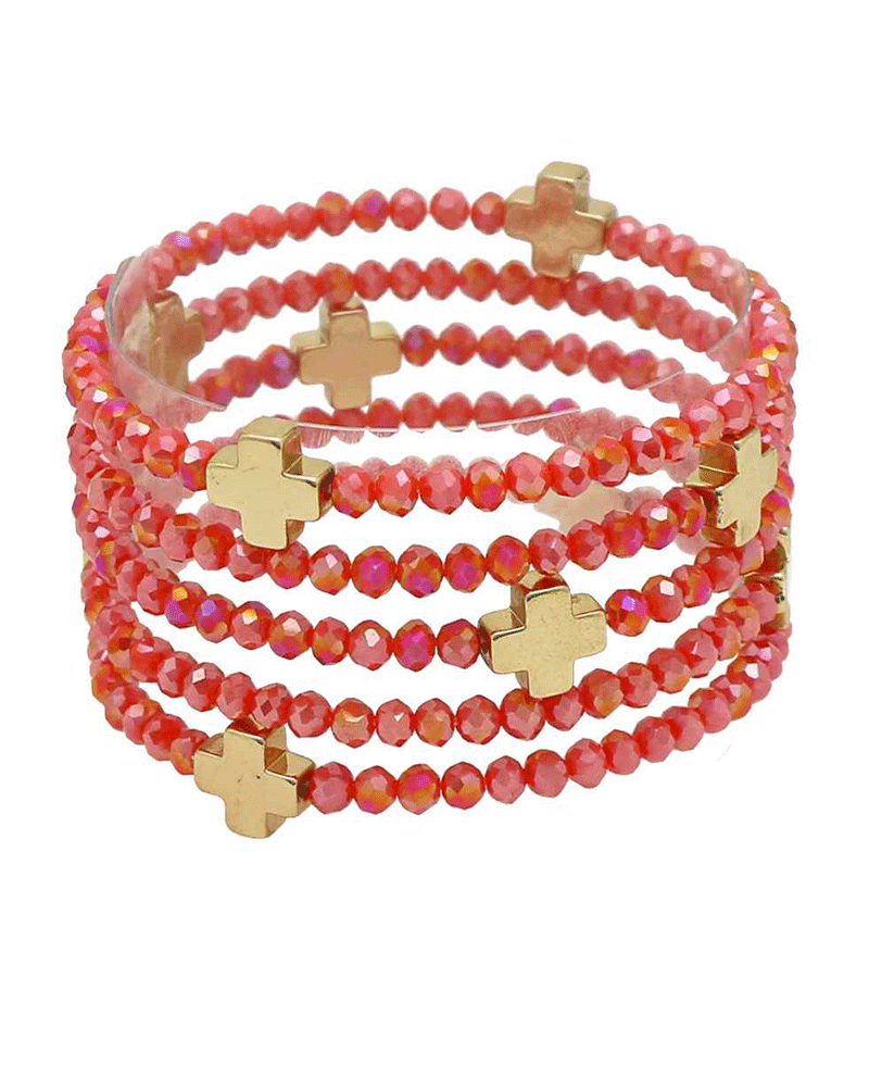 Glass w/ Cross 5 Set Bracelet