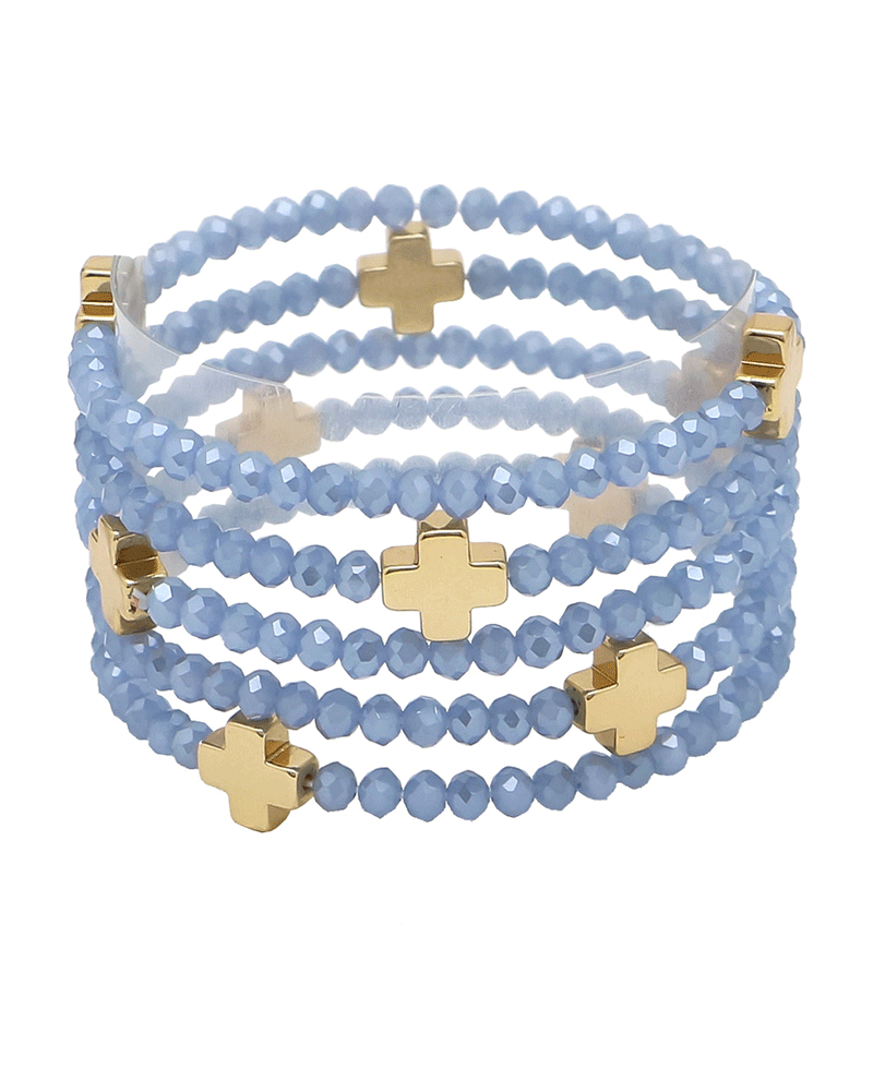 Glass w/ Cross 5 Set Bracelet