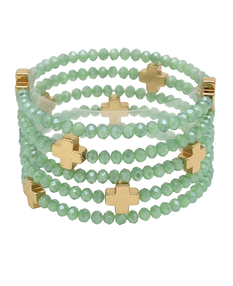 Glass w/ Cross 5 Set Bracelet