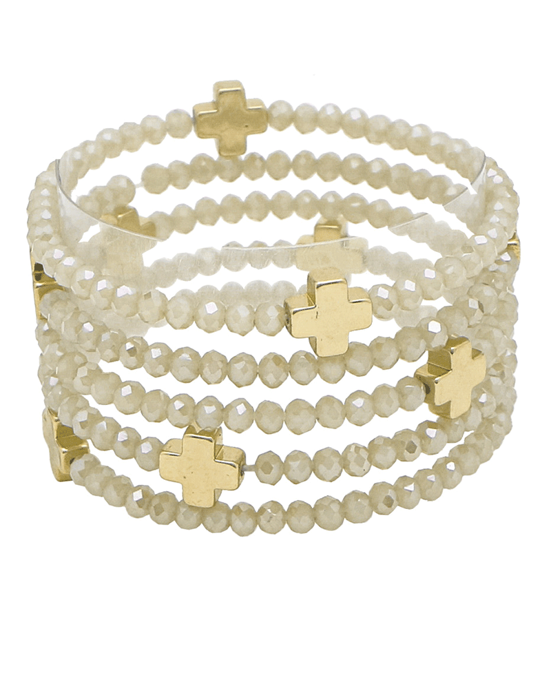 Glass w/ Cross 5 Set Bracelet