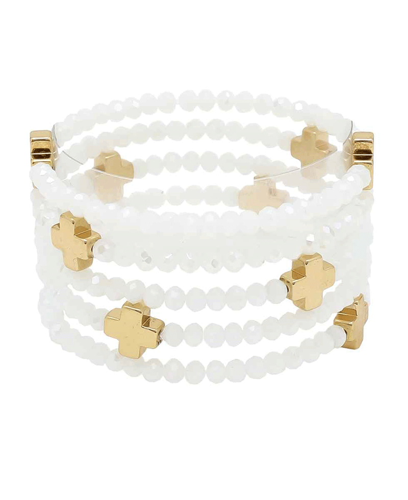 Glass w/ Cross 5 Set Bracelet