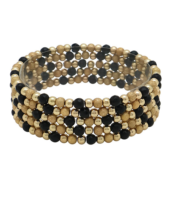 5 Row Semi-Precious & Metal Beads Bracelet