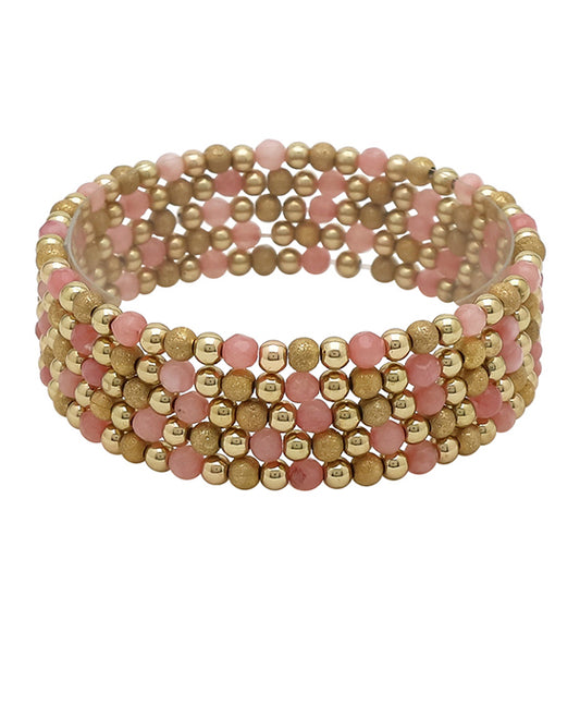 5 Row Semi-Precious & Metal Beads Bracelet