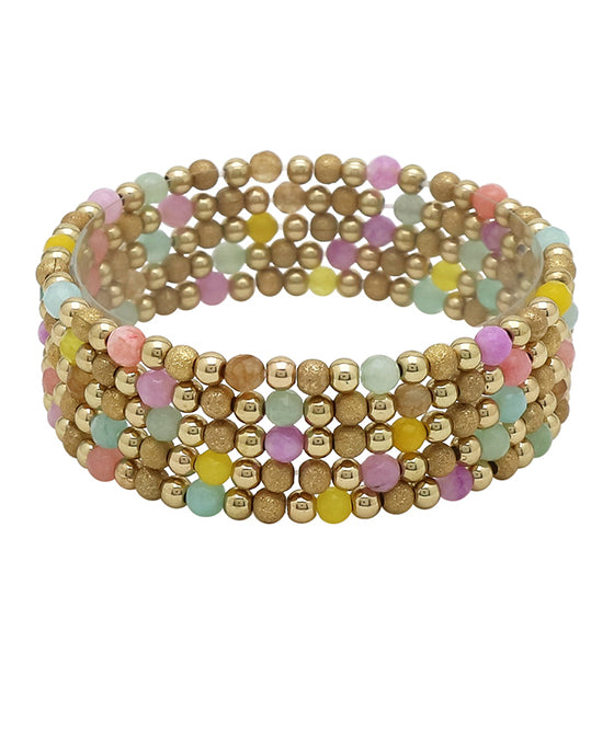 5 Row Semi-Precious & Metal Beads Bracelet