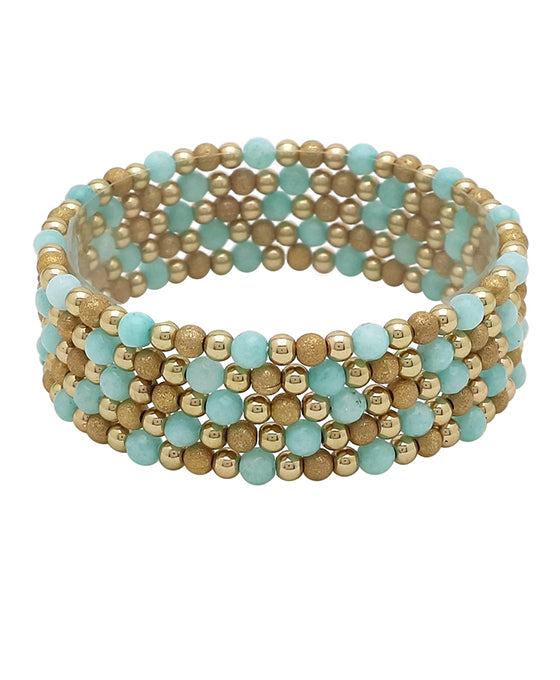 5 Row Semi-Precious & Metal Beads Bracelet