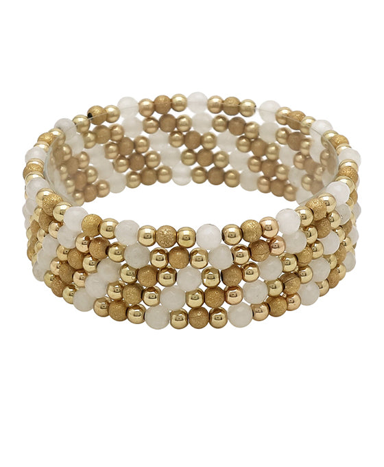 5 Row Semi-Precious & Metal Beads Bracelet