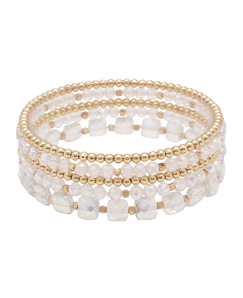 Glass & Ball Bead Stretch Bracelet