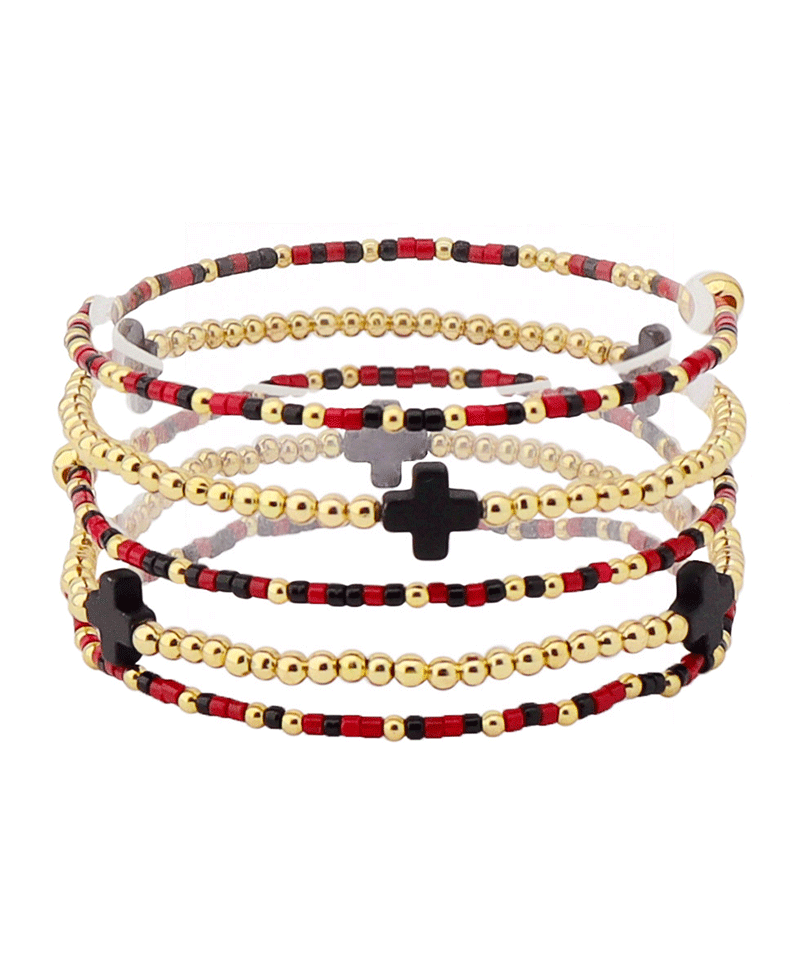 Sports Color Beads w/ Cross Bracelet