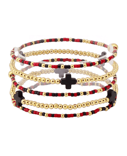 Sports Color Beads w/ Cross Bracelet