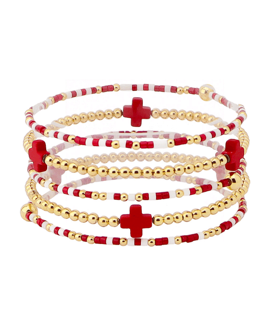 Sports Color Beads w/ Cross Bracelet