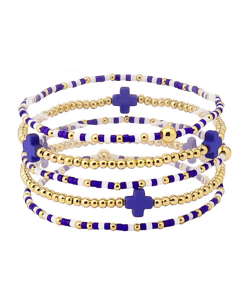 Sports Color Beads w/ Cross Bracelet