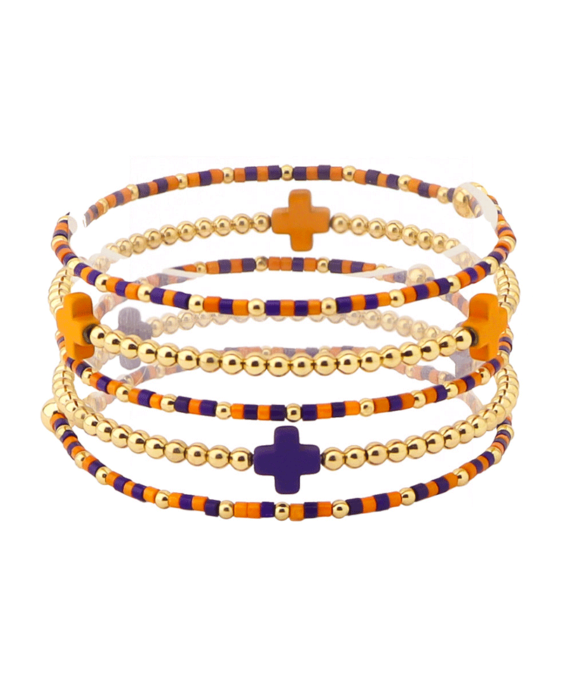 Sports Color Beads w/ Cross Bracelet