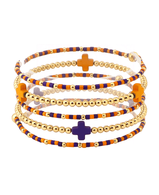 Sports Color Beads w/ Cross Bracelet