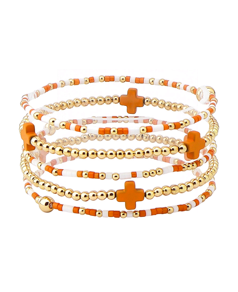 Sports Color Beads w/ Cross Bracelet