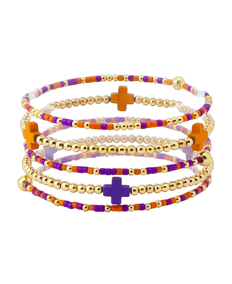 Sports Color Beads w/ Cross Bracelet