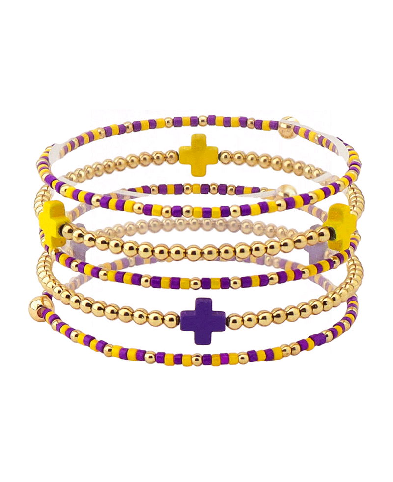 Sports Color Beads w/ Cross Bracelet