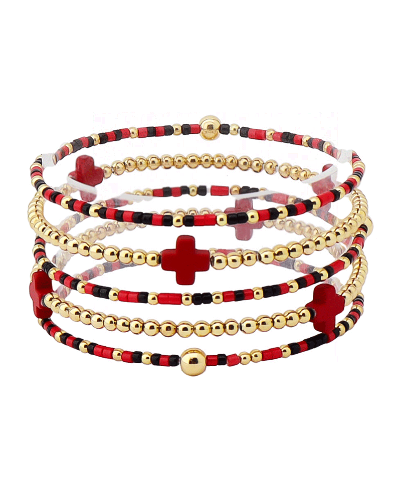 Sports Color Beads w/ Cross Bracelet