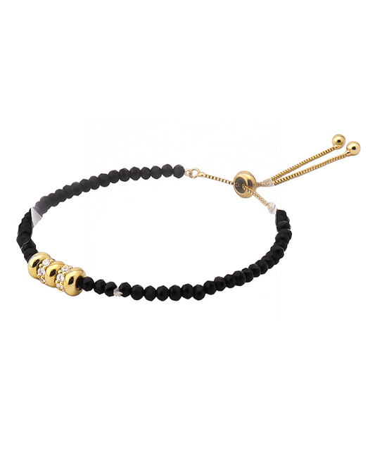 Plated Accent Beads Adjustable Bracelet