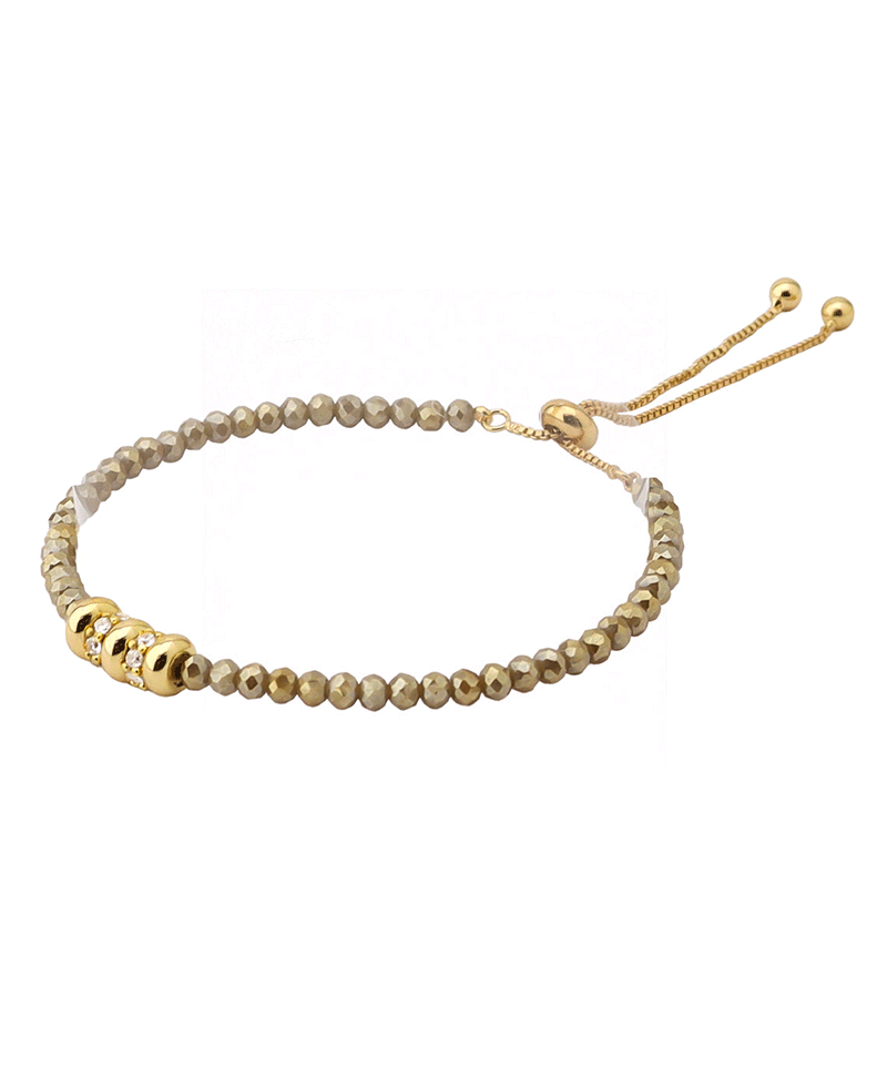 Plated Accent Beads Adjustable Bracelet