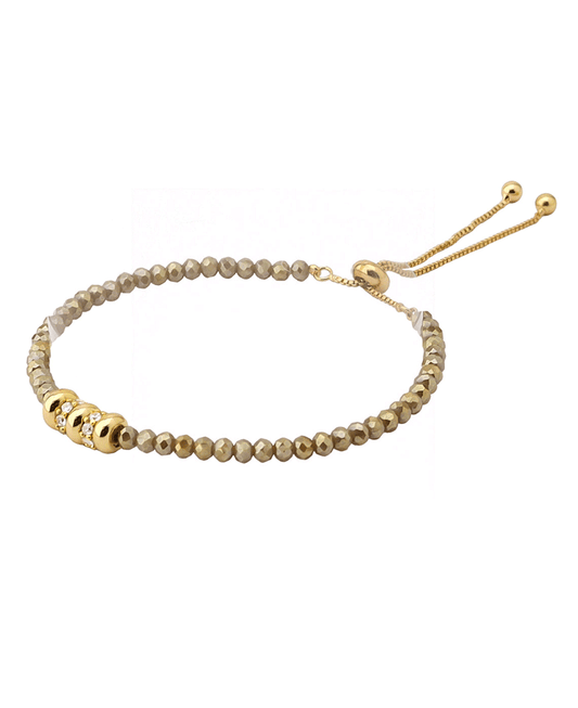 Plated Accent Beads Adjustable Bracelet