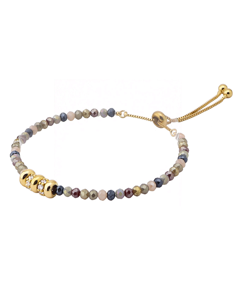 Plated Accent Beads Adjustable Bracelet