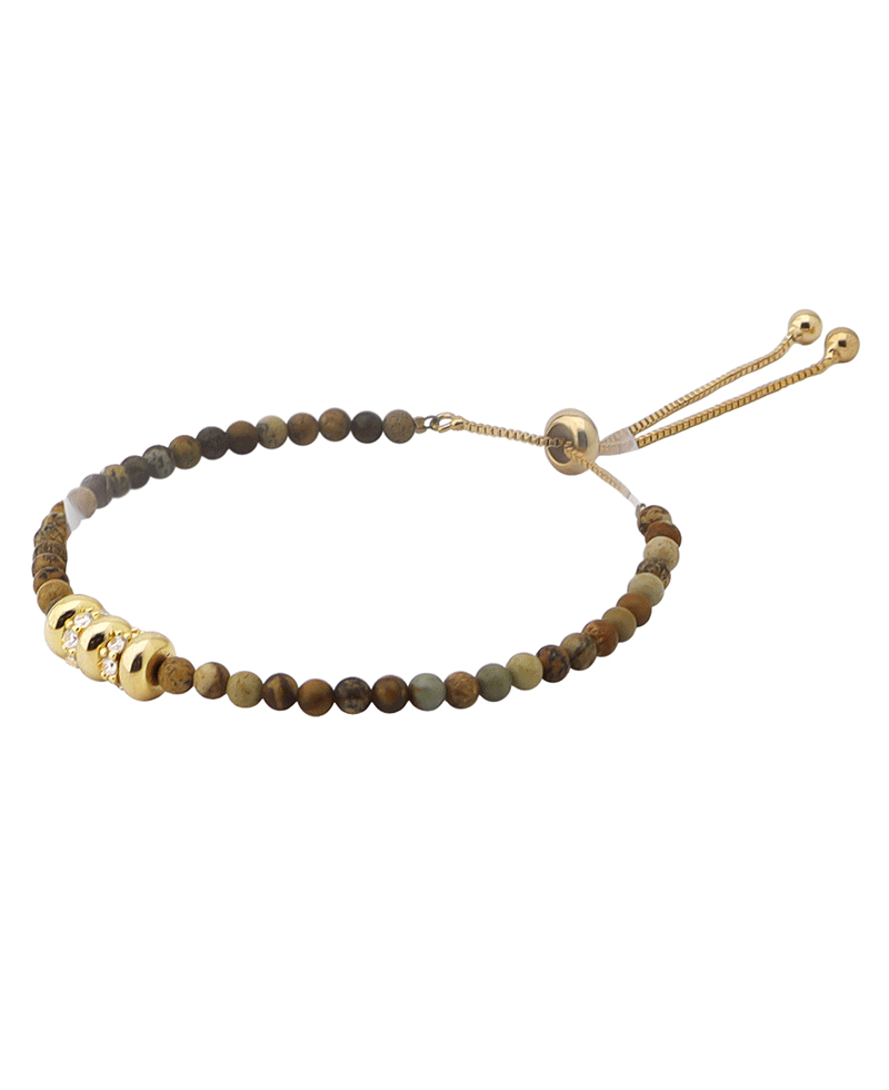 Plated Accent Beads Adjustable Bracelet