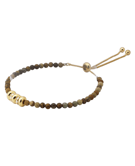 Plated Accent Beads Adjustable Bracelet