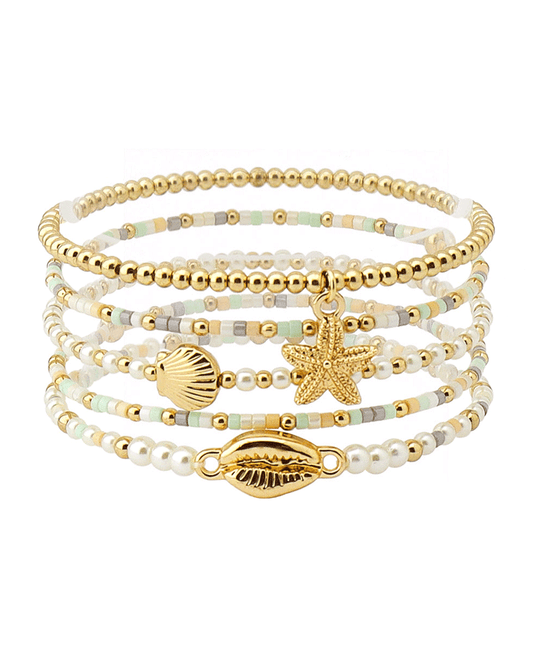 Multi Bead w/ Sea Life Charms Bracelet
