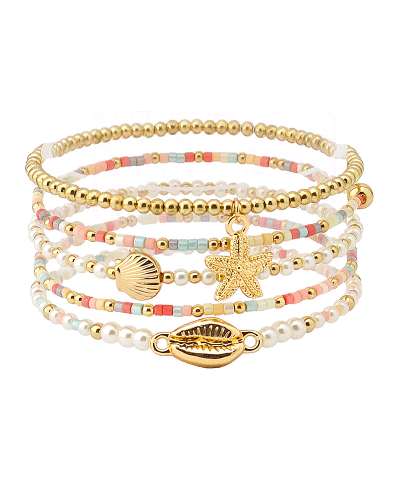 Multi Bead w/ Sea Life Charms Bracelet