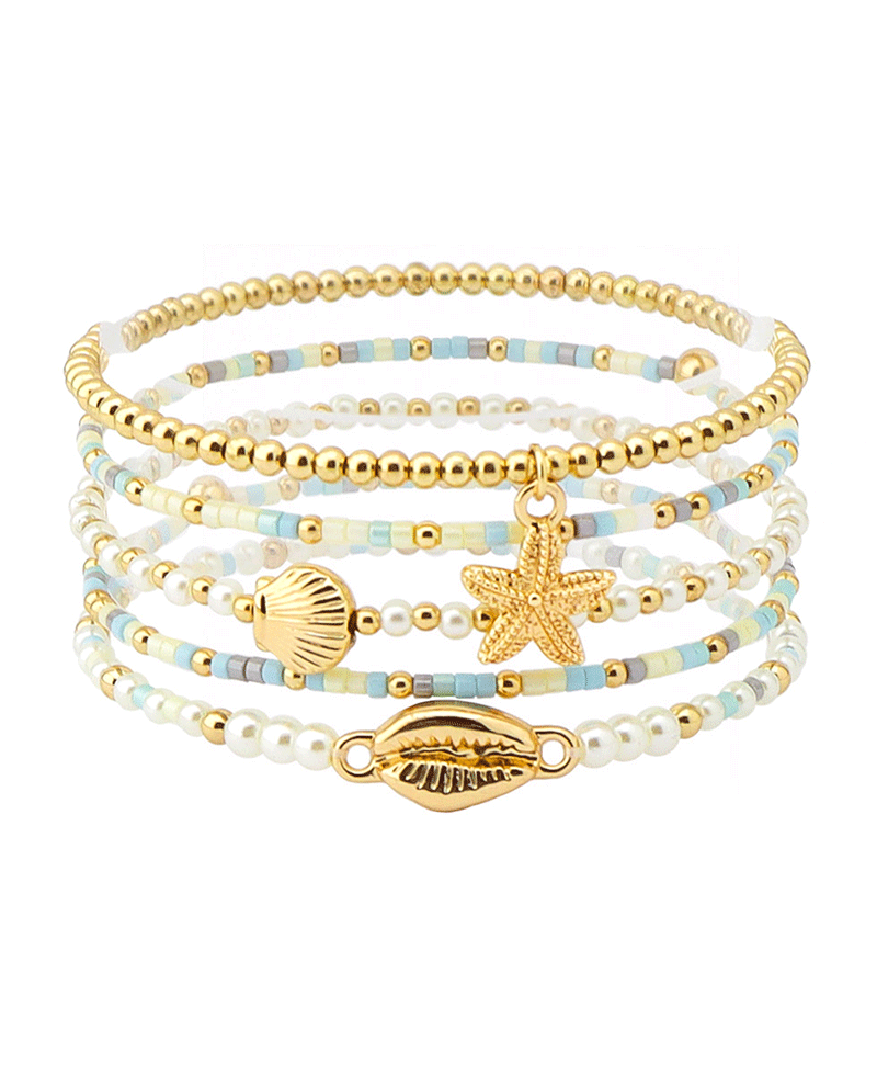 Multi Bead w/ Sea Life Charms Bracelet