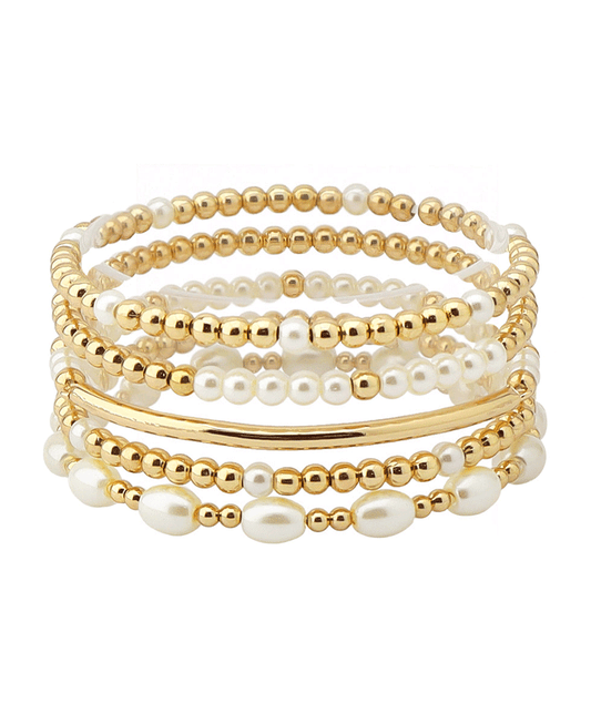 Pearl & CCB w/ Bar Bracelet