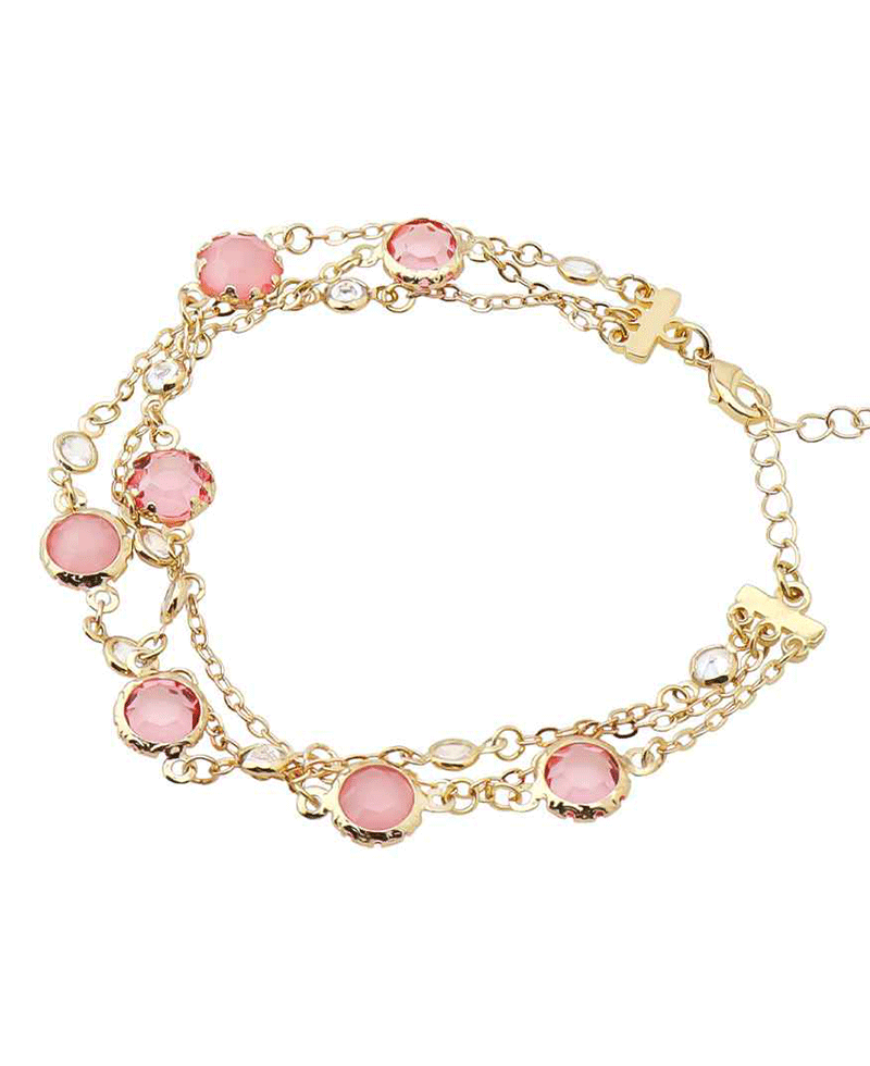 Gold & Stone Station Chain Bracelet