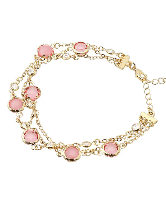 Gold & Stone Station Chain Bracelet