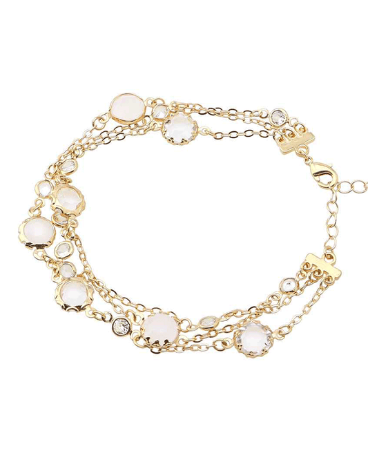 Gold & Stone Station Chain Bracelet