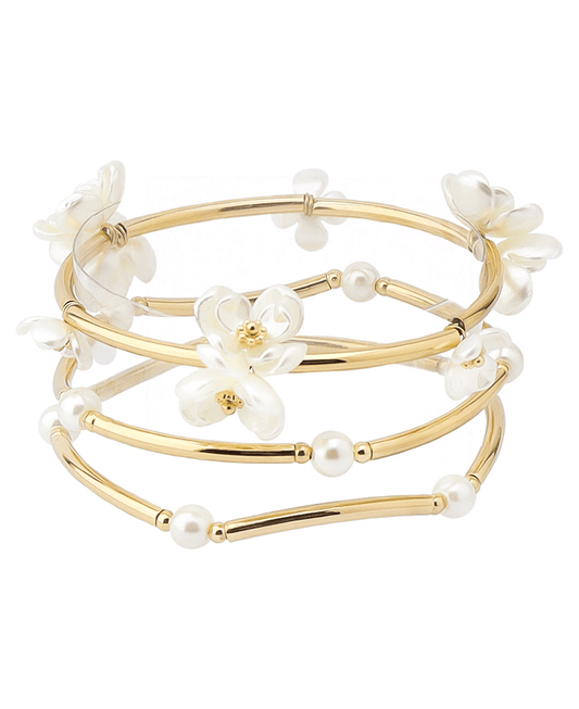 Flower & Pearl 3 Set Bracelet