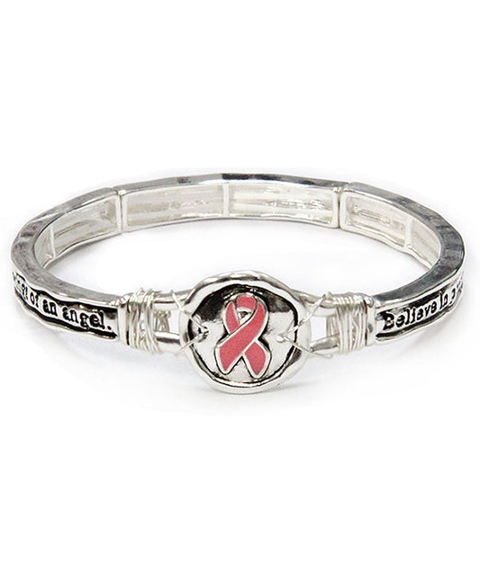 Pink Ribbon & Message Bracelet