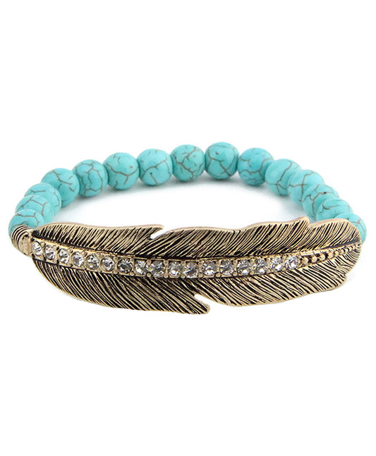 Feather Semi Precious Stone Bracelet