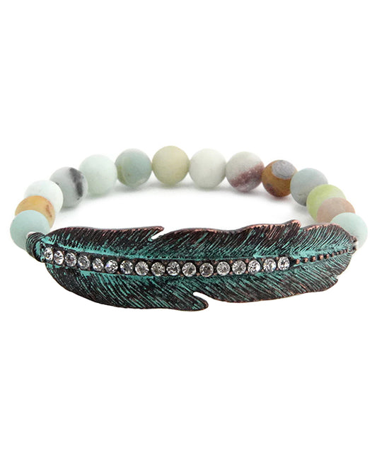 Feather Semi Precious Stone Bracelet