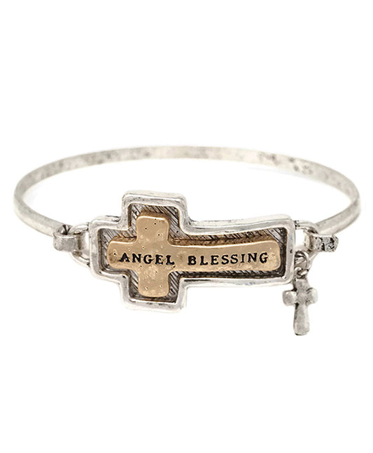 Angel Blessing Cross Wire Bangle