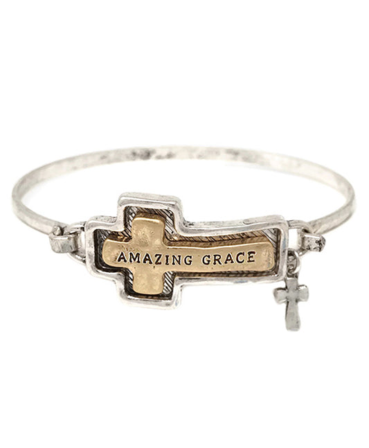 Amazing Grace Cross Wire Bangle