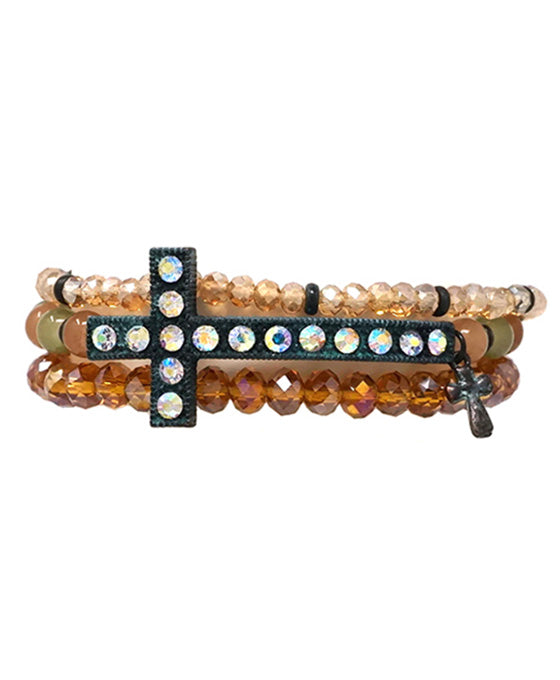 Acrylic Bead w/ Cross Bracelet