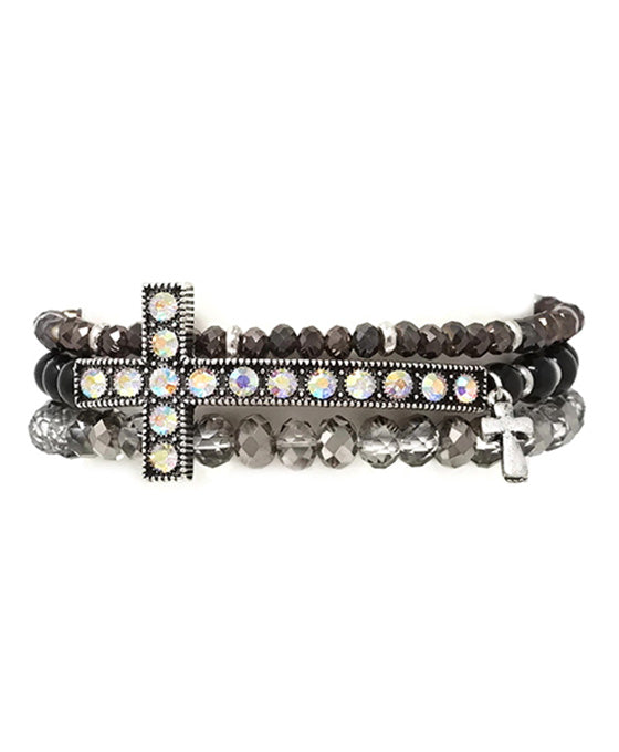 Acrylic Bead w/ Cross Bracelet