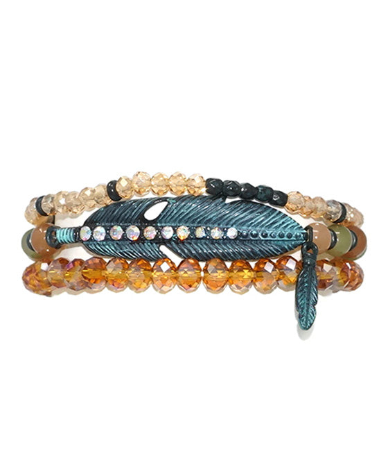 Acrylic Bead w/ Feather Bracelet