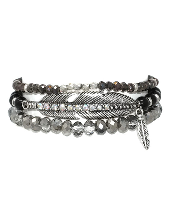 Acrylic Bead w/ Feather Bracelet