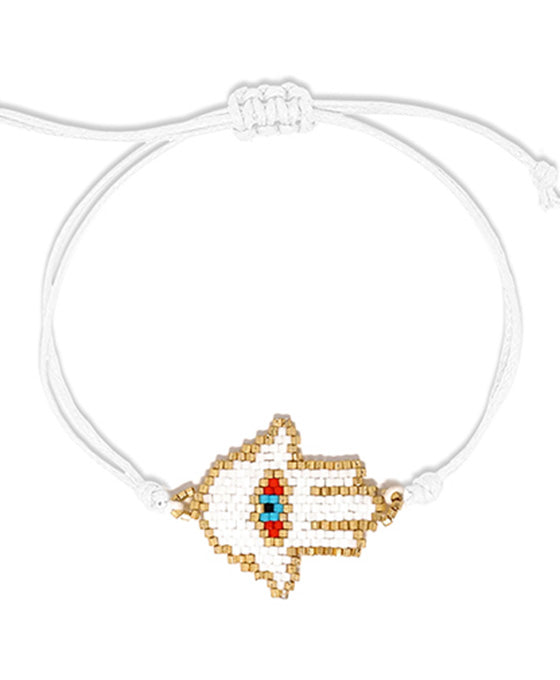 Hamsa Seed Bead Tie Bracelet