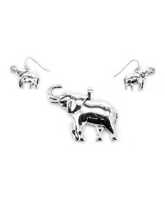 Elephant High Polished Pendant Set