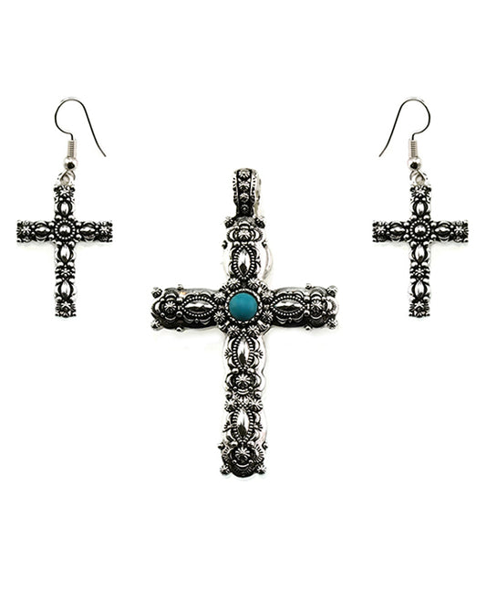 Western Style Cross Pendant Set