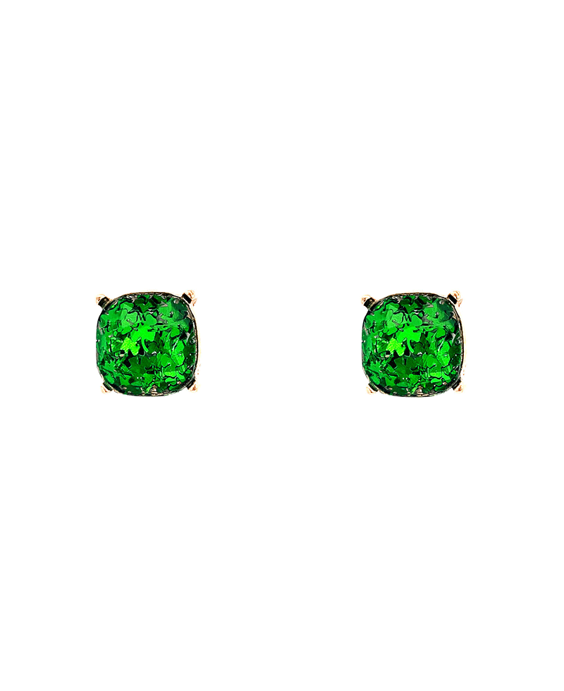 Saint Patricks Glitter Epoxy Stud Earring - 0.5"